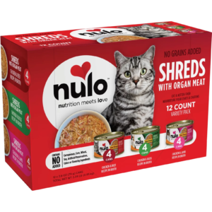 Nulo Chicken, Beef, Lamb & Duck with Organ Meats Variety Pack Real Shreds Wet Cat Food, 2.8-oz can, case of 12