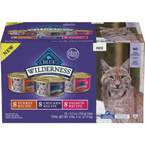 Blue Buffalo Wilderness Pate Variety Pack Duck, Chicken & Salmon Grain-Free Cat Canned Food, 3-oz, case of 12