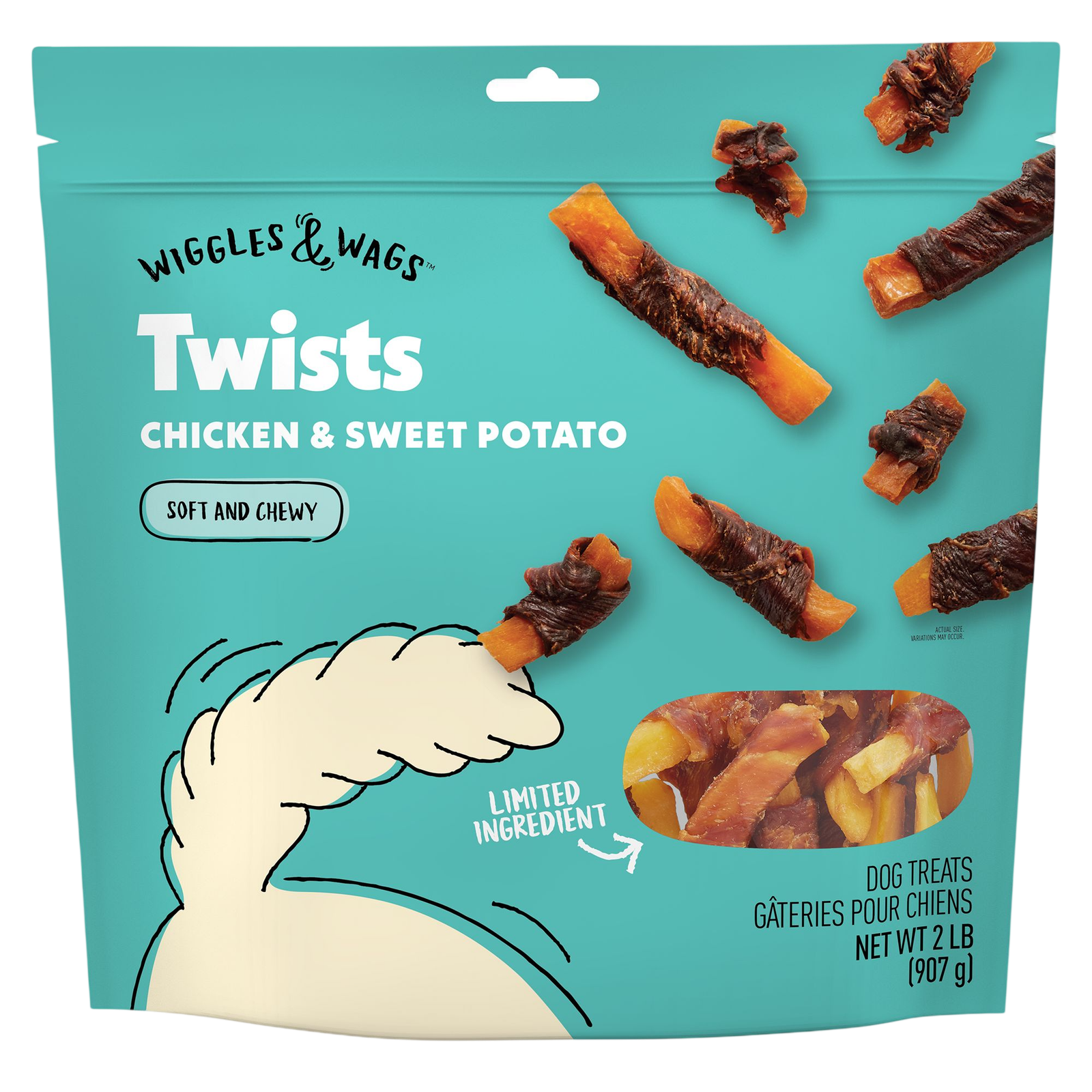 Wiggles & Wags Chicken & Sweet Potato Twists Dog Treats