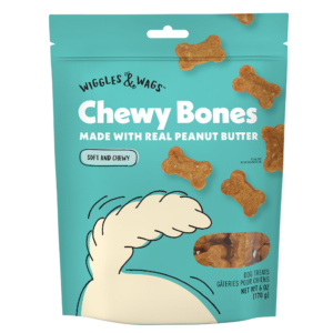 Wiggles & Wags Peanut Butter Chewy Bones Dog Treats 6 OZ