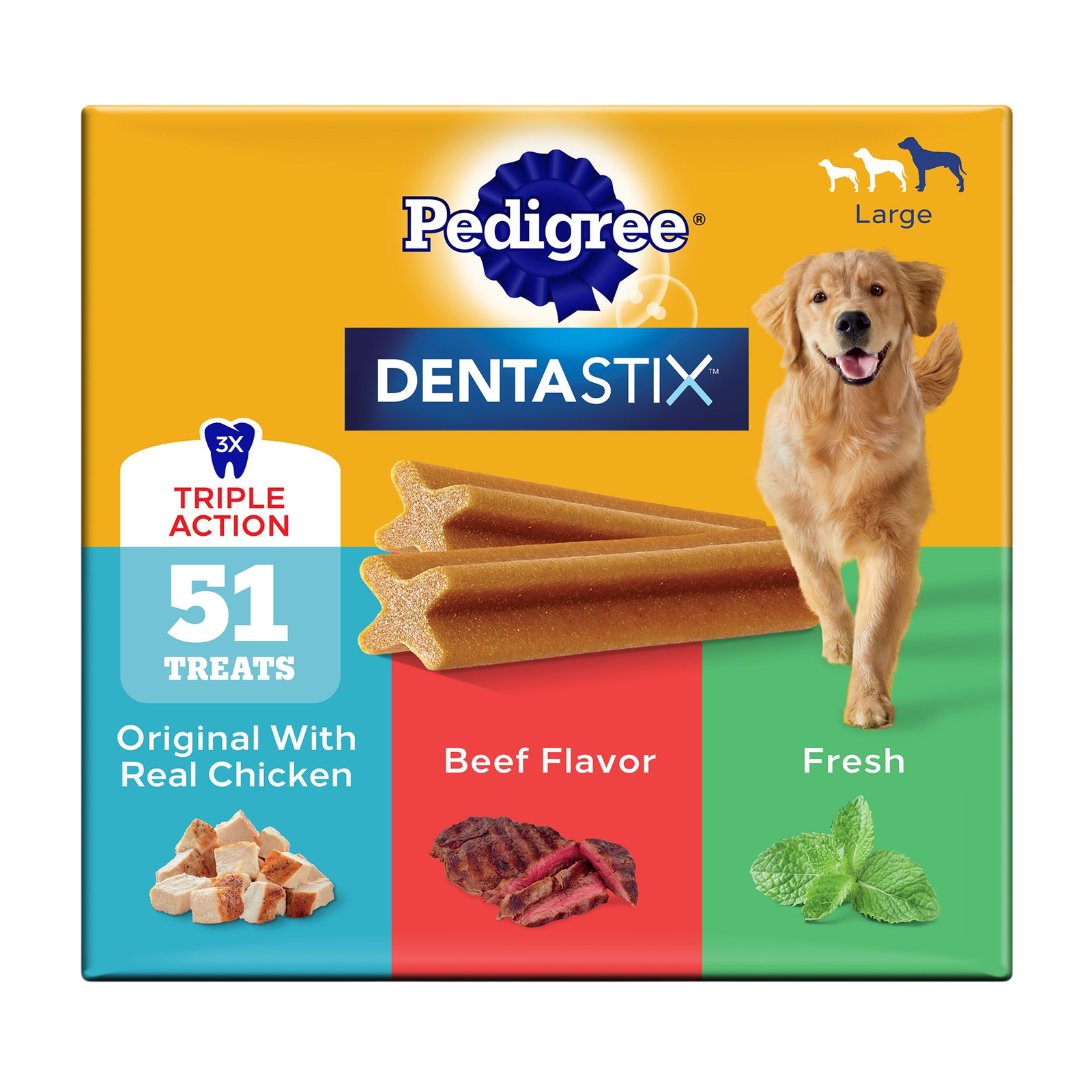 Pedigree® Dentastix Variety Pack Large Breed Adult Dental Dog Treats - Chicken, Beef & Fresh