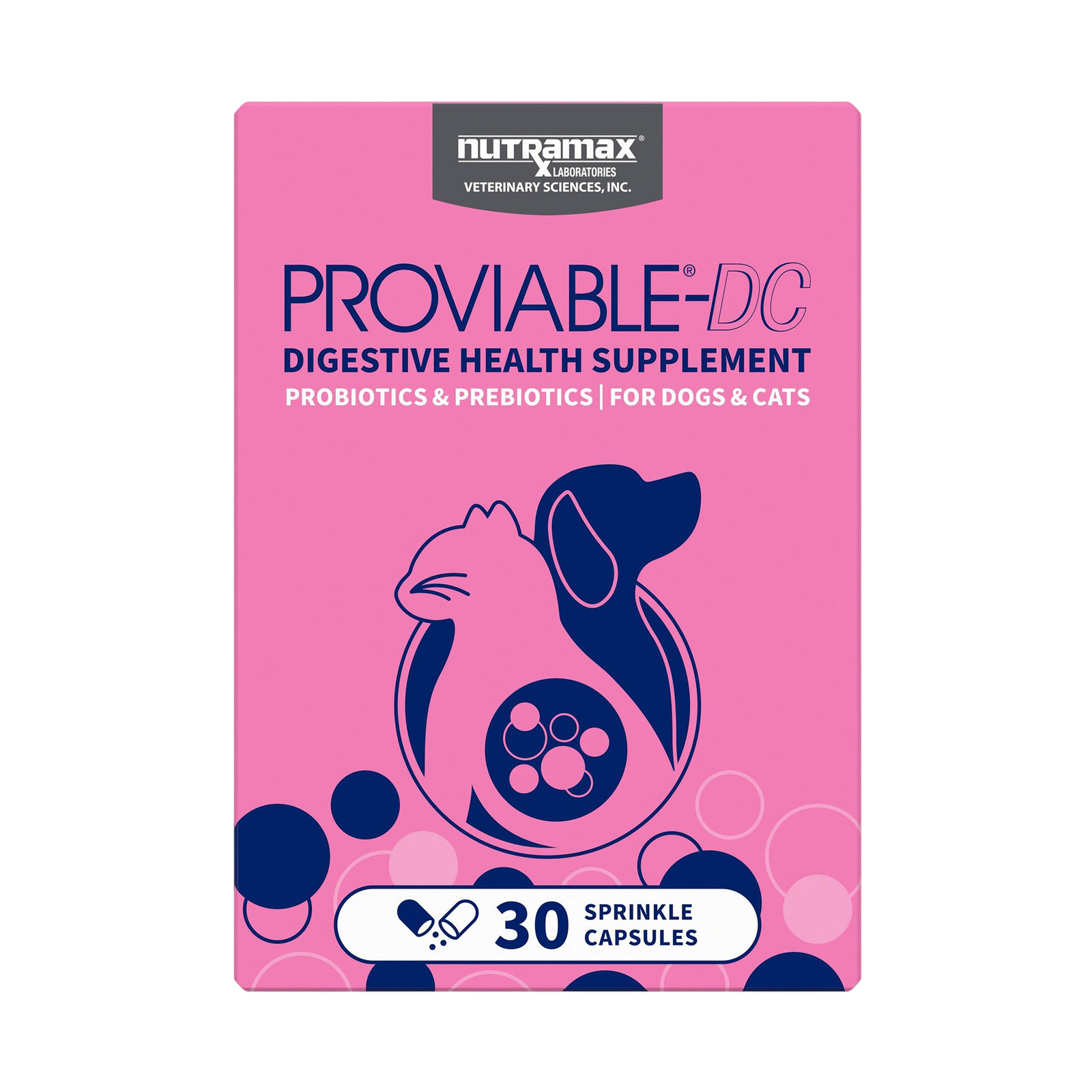 Nutramax® Dog & Cat Proviable Probiotics & Prebiotics Digestive Health Supplement, 30 Count